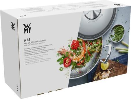 Produktbild WMF Wok Wokpfanne 28cm Metalldeckel Multiply Induktion Edelstahl unbeschichtet (28 cm, Wok Pfanne, Edelstahl)