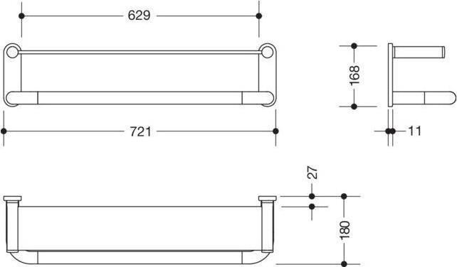Actual product image Hewi Glass shelf SERIE 801 m handle coral