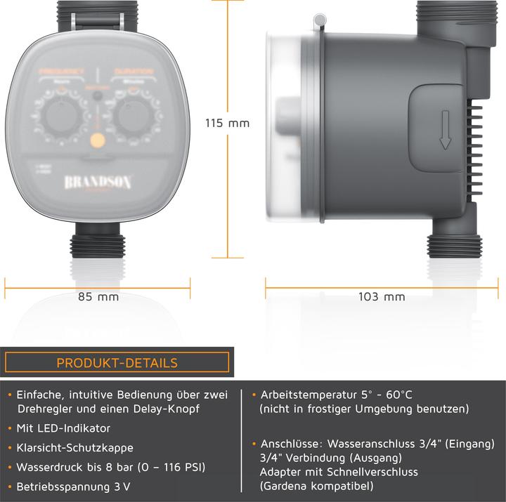 Actual product image Brandson Irrigation control, irrigation timer, water timer, automatic irrigation system (Water timer, Irrigation computer)