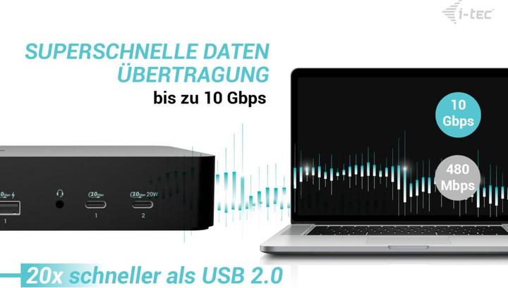 Produktbild i-tec USB-C/A Intelligent Dual DS+PD100W, Universal (USB-A, USB-C)