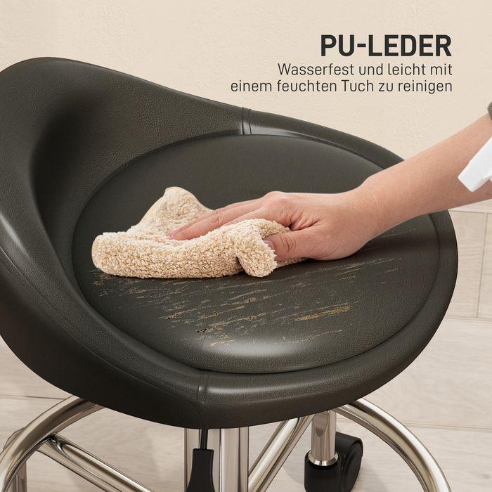 Actual product image Swisshandel24 Rollhocker höhenverstellbar mit Rückenlehne Drehhocker 59-75 cm Arbeitshocker