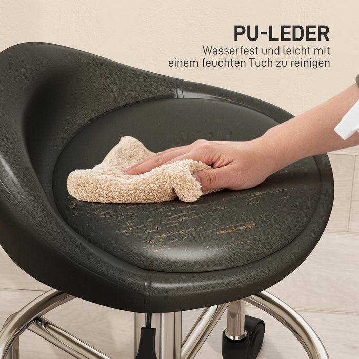 Produktbild Swisshandel24 Rollhocker höhenverstellbar mit Rückenlehne Drehhocker 59-75 cm Arbeitshocker