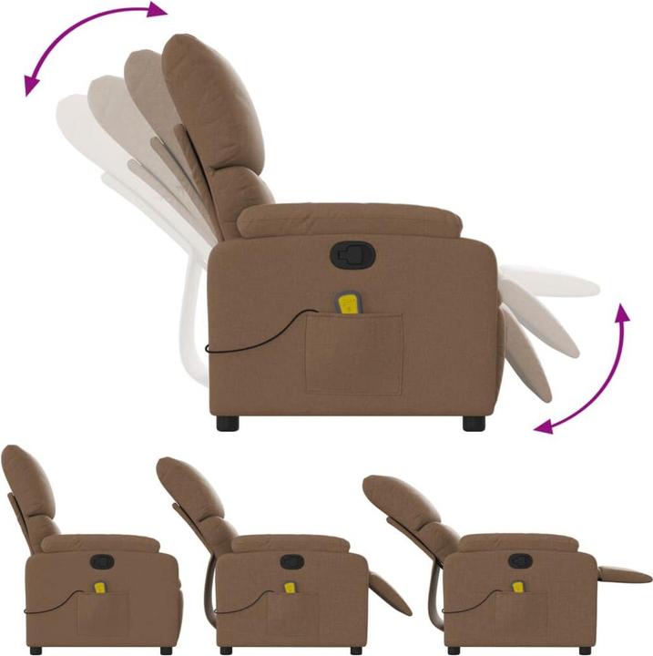 Actual product image vidaXL Massage chair brown fabric,Colour: Brown,Material: Fabric (100