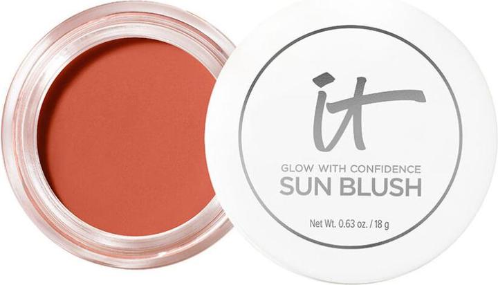 Actual product image It Cosmetics Glow with Confidence Sun Cream Blush Blendable Buildable Blush Bronzer Pop Sun-Blushed (#30-Medium Tan, 30medium Tan, Sun Warmth 30, Bronzer, Highlighter, 18 g)