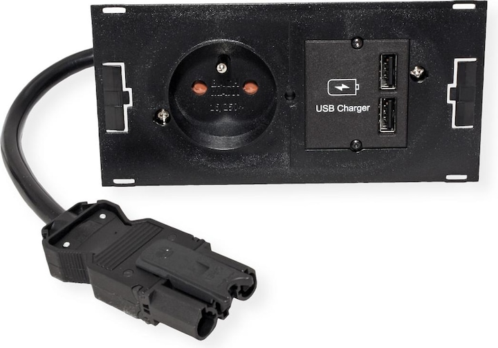 Actual product image Bachmann DUE - 0.2 m - 1 AC outlets - Indoor - Type E - Black - 1 unit(s) (1 x, CEE 7/5, 0.20 m)