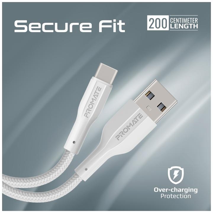 Produktbild ProMate xCord-AC200 White USB-A-USB-C Kabel (2 m, USB 2.0)