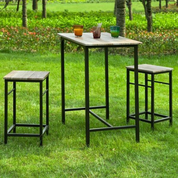 Image du produit SoBuy Table de bar avec 2 tabourets (80 x 87 x 50 cm)