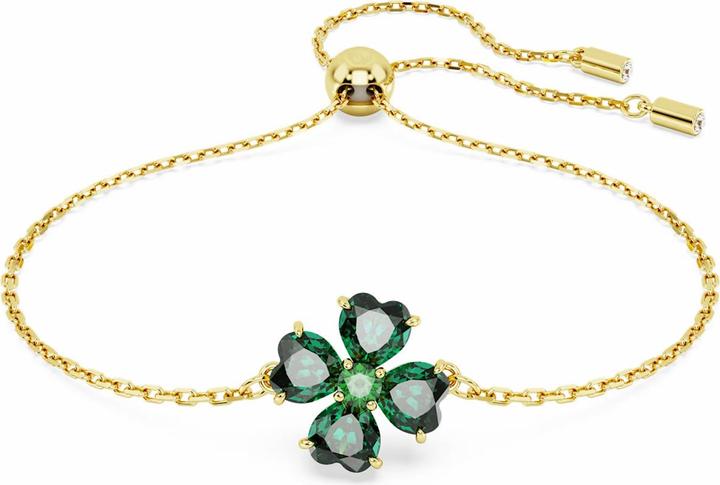 Actual product image Swarovski Idyllia Bracelet Various Cuts Lucky Clover Green Gold (24 cm, Swarovski Metal)