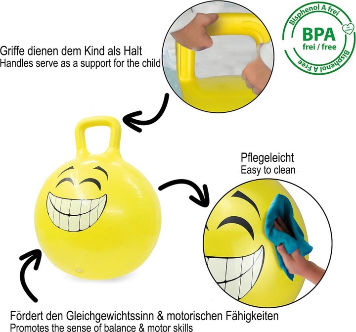 Produktbild Jamara Hop Ball Smile - Trichterball - Junge/Mädchen - 1 Jahr(e) - Gelb - 407 g