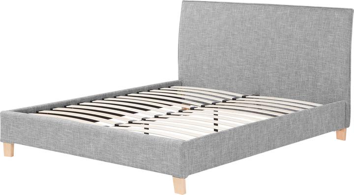 Actual product image Beliani Upholstered bed linen look grey slatted frame 160 x 200 cm SENNEZ (160 x 200 cm)
