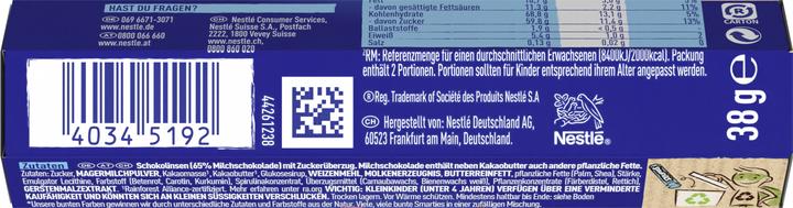 Nährwerte und Zutaten Smarties Hexatube (38 g)