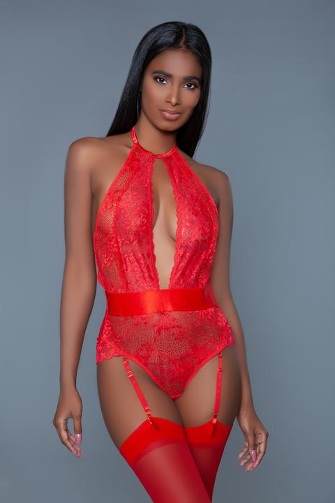 Produktbild Be Wicked Ophelia StrapsBodysuit aus Spitze Rot (S)
