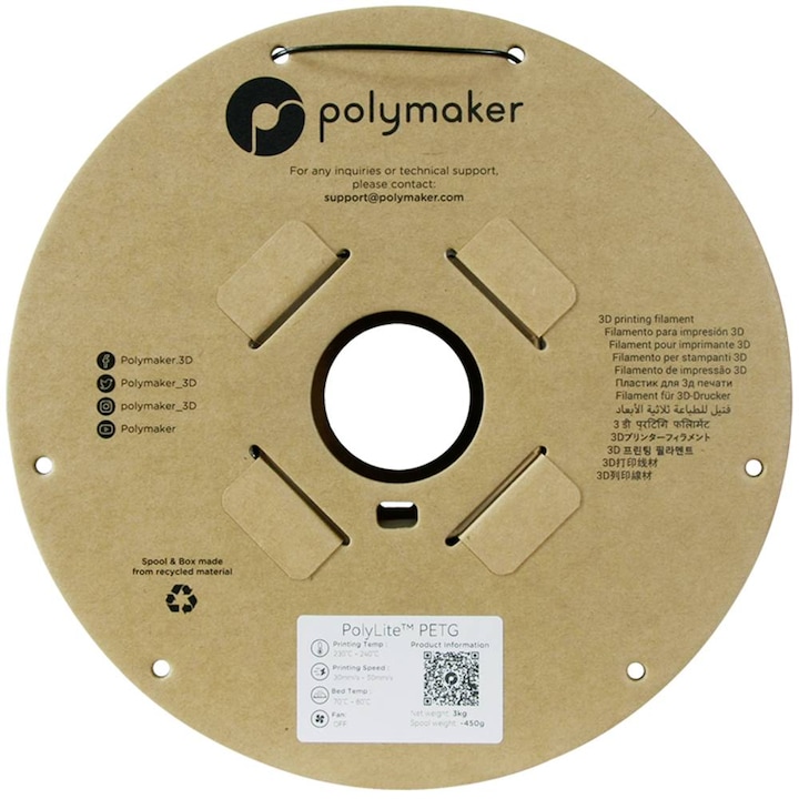 Produktbild Polymaker PolyLite PETG (PETG, 1.75 mm, 3000 g, Schwarz)