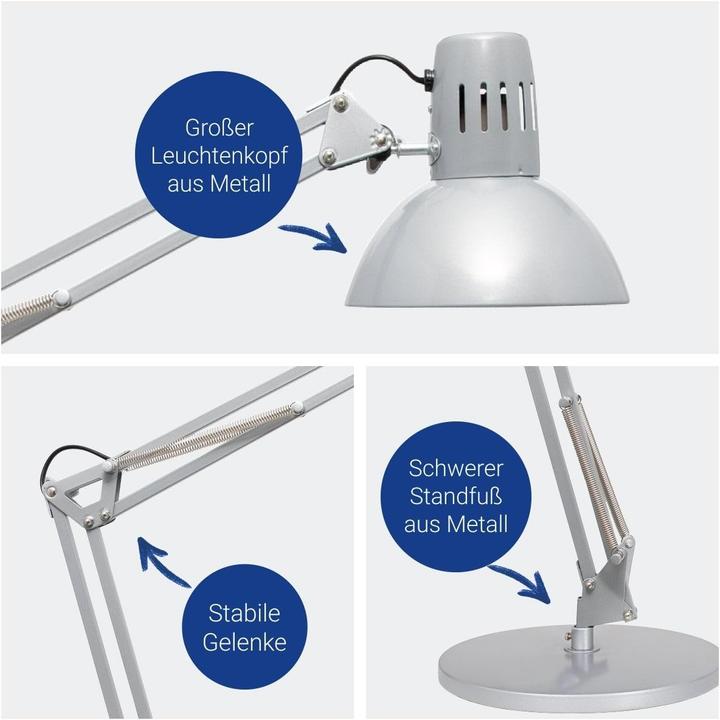 Produktbild Maul Tischleuchte MAULstudy, mit Standfuss inkl.Leuchtmittel E27 - silber (900 lm, E27)