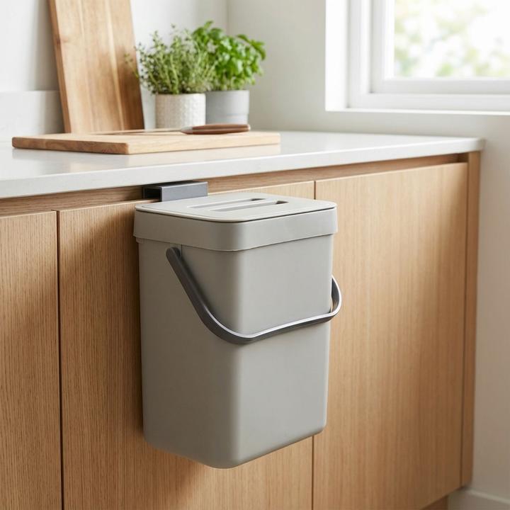 Image du produit Siaki Collection 3L Abfalleimer mit Haken für die Küchenschranktür, 15,5 x 12 x 20,5 cm, grau (3 l)