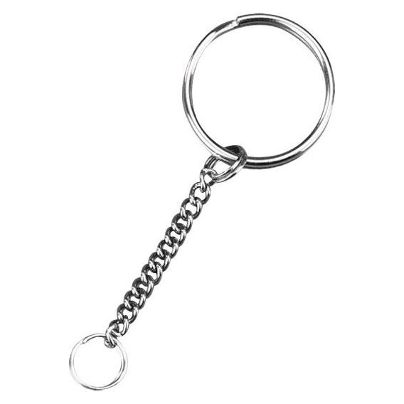Confezione da 10 portachiavi con catena corta - Portachiavi ad anello diviso in argento lucido - Italia