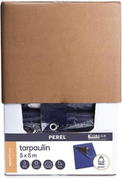 Actual product image Perel Tarpaulin - Blue/Black - Very hard-wearing - 5 x 5 m (5 x 5 m)