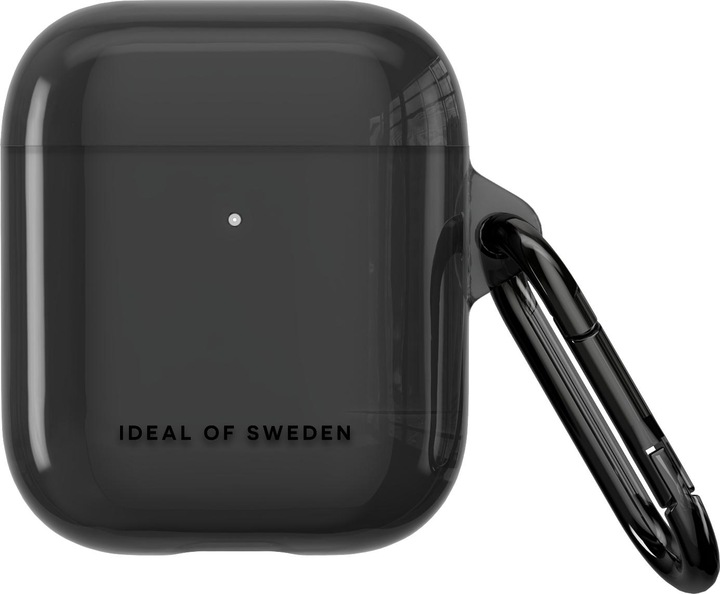 iDeal Of Sweden Airpods laadimiskarbiümbris (1/2 gen) Heldere hoes, zwart getint (Koptelefoon tas)