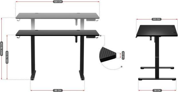 Image du produit Huzaro Biurko gamingowe Hero 8.2 Balck