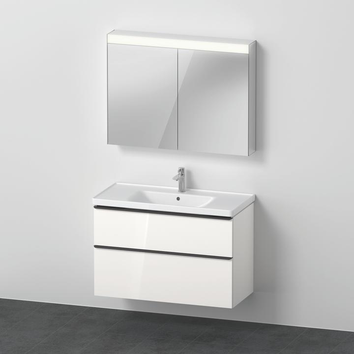 Duravit D-Neo Möbel-Set, Möbelwaschtisch mit Waschtischunterschrank wandhängend und LED Spiegelschrank, 1