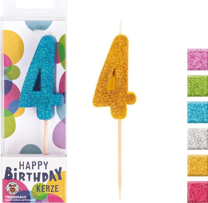 Image du produit Trendhaus Bougies avec chiffre Birthday Fun Glitter Mini (4 x)