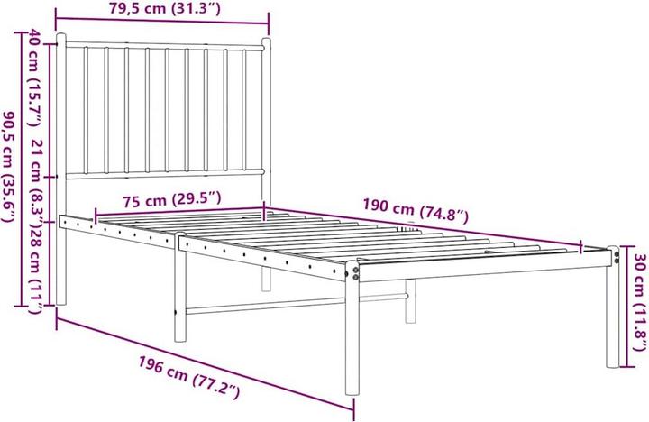 Image du produit vidaXL Bettgestell (75 x 190 cm)