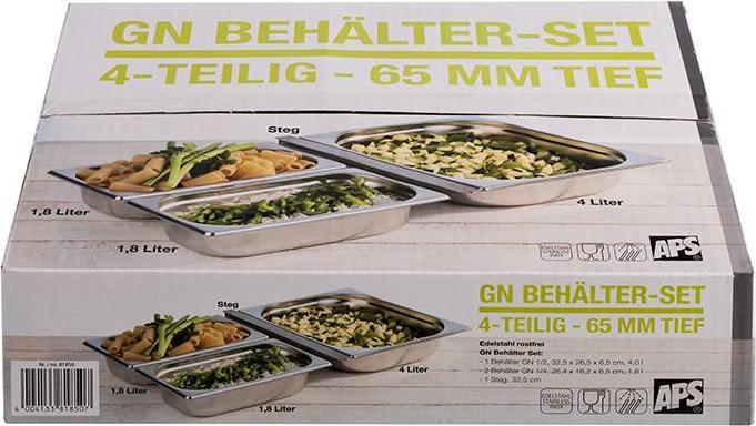 Immagine prodotto APS GN Behälter-Set, 4-teilig (GN 1/2, GN 1/4, 4 l)