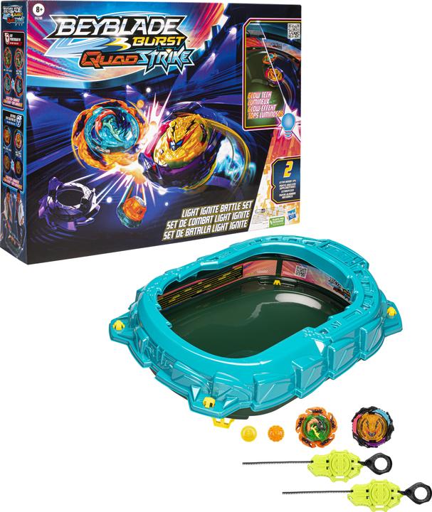 Actual product image Hasbro Beyblade Burst QuadStrike Light Ignite Beyblade Stadium Battle Set (German, French, Dutch, Swedish, Italian, Portuguese, English)