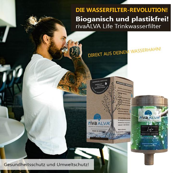 Actual product image Riva Drinking water filter rivaALVA LIFE - metal housing with filter cartridge and hose connection set