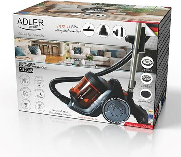 Produktbild Adler Cyclone Vacuum Cleaner | AD 7065 | Bagless | Power 700 W | Dust capacity 1.6 L | Black/Red