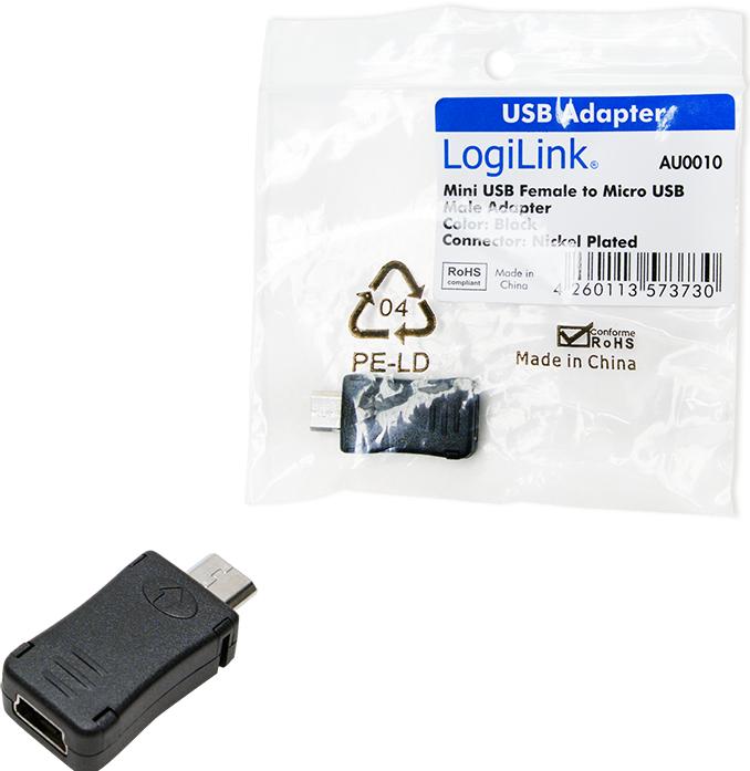 Produktbild LogiLink Micro USB B – Mini USB Adapter (0.08 m, USB 2.0)