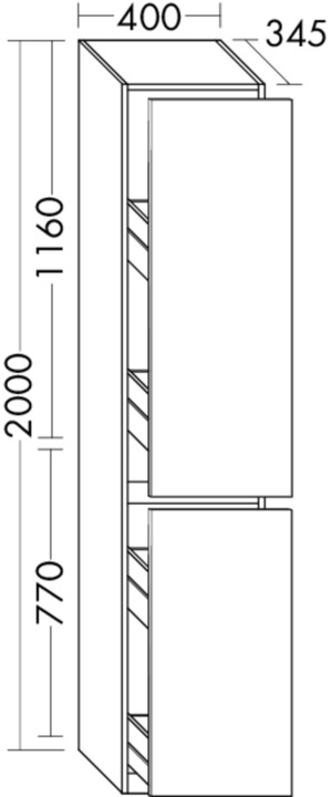 Produktbild burgbad Lin20 Apothekerschrank Bodenstehend, 400x345x2000mm, HSPP040