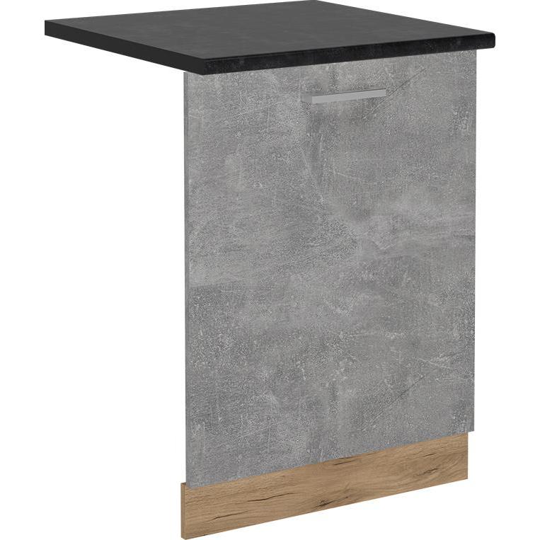 Vichy Geschirrspülblende R-Line, Beton/Goldkraft Eiche, 60 cm, AP Anthrazit, Geschirrspüler Zubehör, Grau