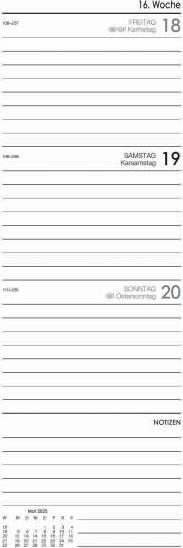 Image du produit Carnet de notes 709 10,5x29,7cm 1 semaine/2 pages noir (Allemand)