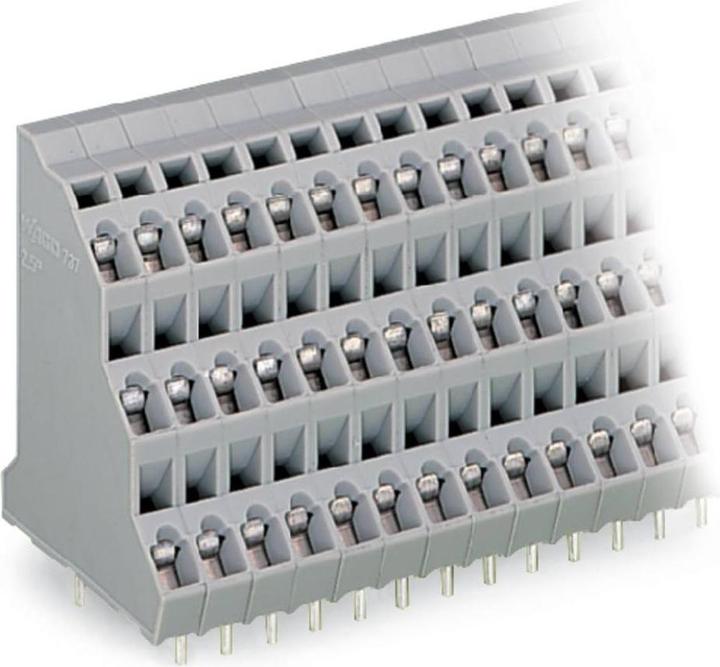 Actual product image Wago 737-206 Three-pin terminal strip for printed circuit boards 0.08-2.5 qmm grey