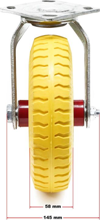 Produktbild Wiltec Lenkrollen Set 4x 220x58mm Transportrolle pannensicher gelb Vollmaterial