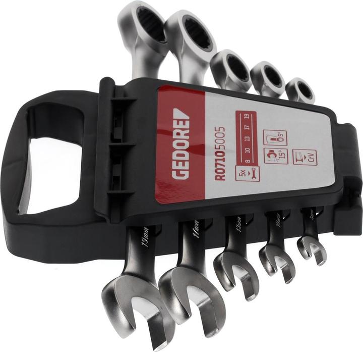Actual product image Gedore Red red R07105005 Combination ratchet open-end spanner set SW8-19 mm 5 pieces (19 mm, 8 mm, 7 mm, 10 mm, 29 mm)