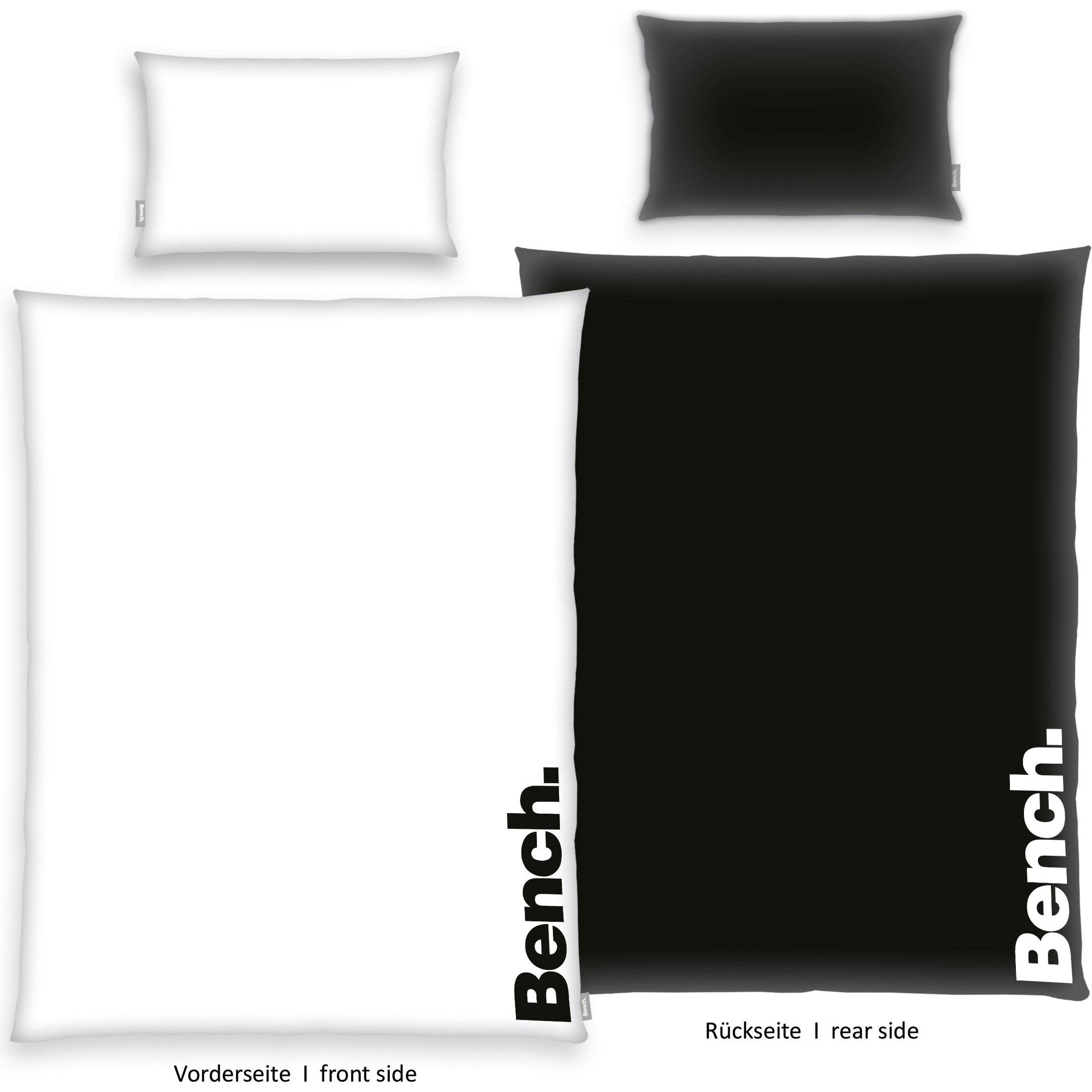 Herding, Bettwäsche, Klaus GmbH Bettwäschegarnitur Bench Schwarz/Weiss (Bettwäsche Set, 65 x 100 cm, 160 x 210 cm)