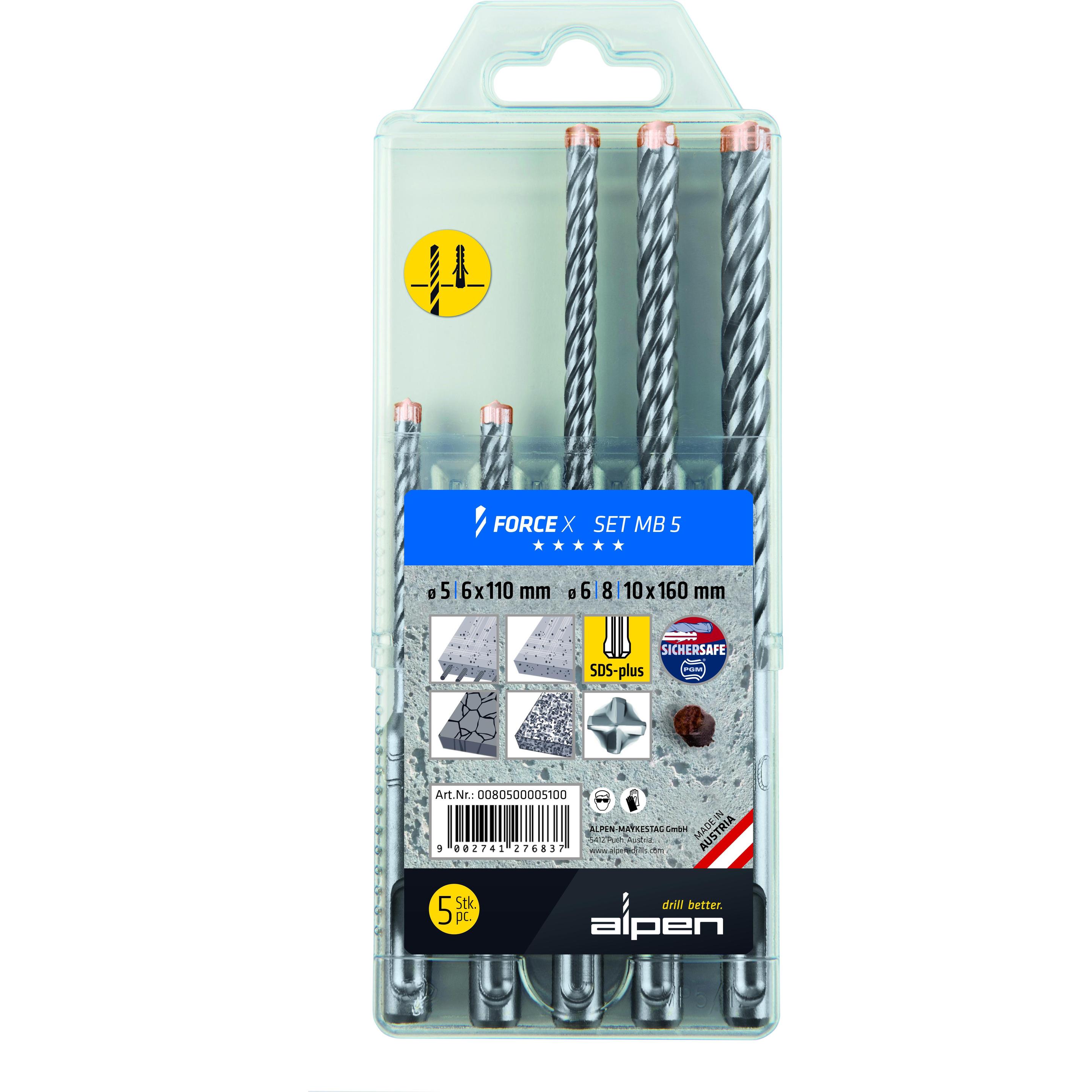 Alpen, Bohrereinsatz, Hammerbohrer-Sets (5 mm, 6 mm, 8 mm, 10 mm)