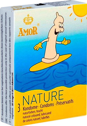 Actual product image Amor Nature" 3 natural condoms for a natural feeling and intimate security (3 pcs.)