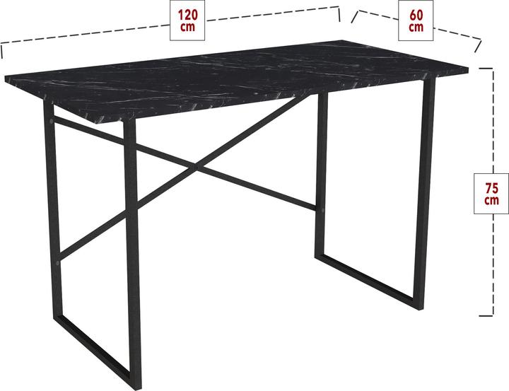 Actual product image En.Casa Desk Tjeldsund 120x60x75cm marble, black (120 x 60 x 75 cm)
