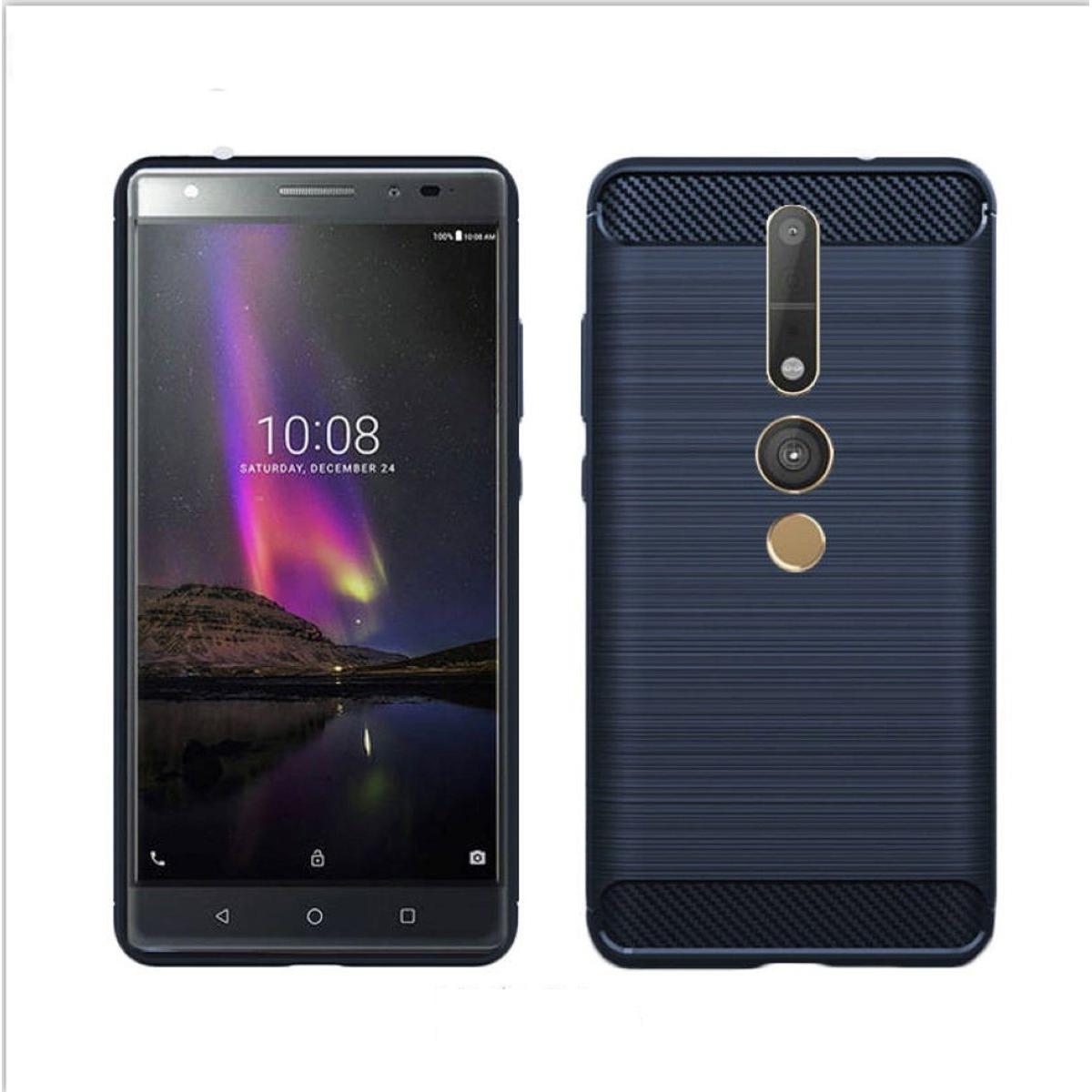 König Design Hülle Handy Schutz für Lenovo Phab2 Pro Case Cover Bumper Carbon Optik TPU Blau (Lenovo P2), Smartphone Hül...