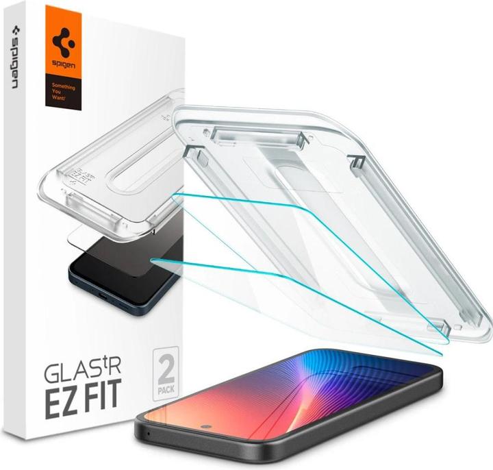 Spigen EZ Fit Gehärtetes Glas Clear Displayschutzfolie mit Einbaurahmen Google Pixel 9a (2 Piece, Google Pixel 9a)