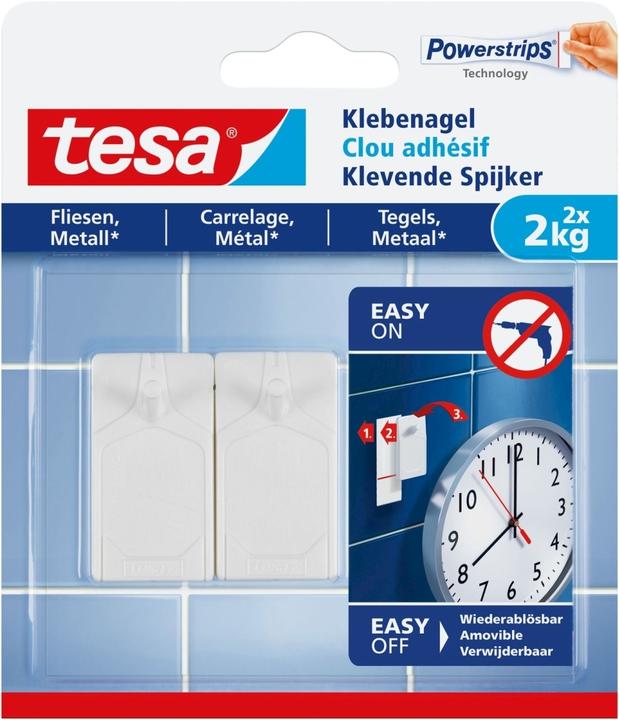 tesa Adhesive nail tiles & metal up to 2kg 2pcs