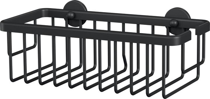 tesa ALUXX BLACK shower basket incl. adhesive solution without drilling (25 x 12.50 x 9.50 cm)
