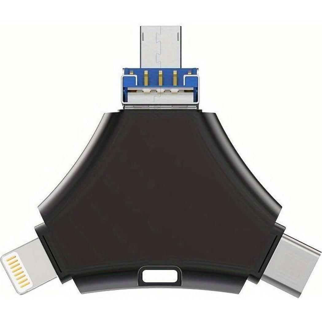 PowerGuard 4-in-1 USB-C & Lightning MicroUSB 128GB FlashDrive USB 3.0 OTG Adapter (Micro USB, USB-A, Lightning, USB tipo C, Micro USB), Adattatore dis