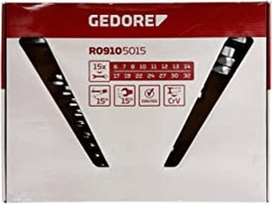 Actual product image Gedore Red red Combination spanner set, 15 pieces, SW 6-32, chrome vanadium steel, silver (32 mm, 19 mm, 6 mm, 12 mm, 24 mm, 14 mm, 22 mm, 16 mm, 23 mm, 10 mm, 21 mm, 18 mm, 27 mm, 7 mm, 31 mm, 17 mm, 11 mm, 15 mm, 26 mm, 30 mm, 8 mm, 28 mm, 9 mm, 29 mm, 13 mm, 20 mm, 25 mm)