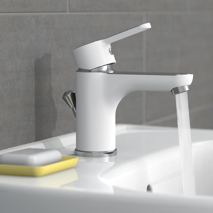 Image du produit Eisl Robinet salle de bain DIZIANI Robinet de lavabo blanc chromé Mitigeur NI075DINWCR