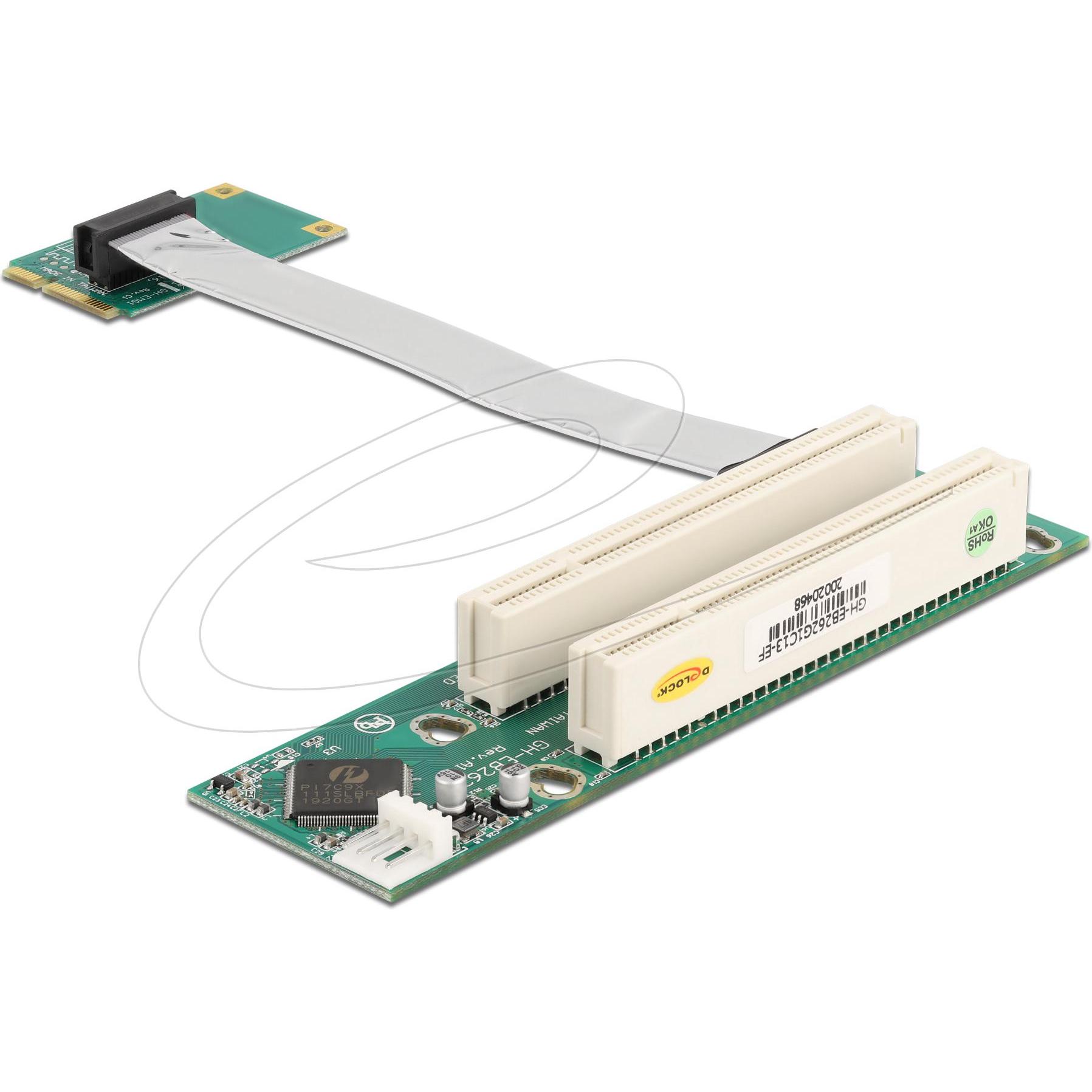 Delock Scheda riser Mini PCI Express > 2 x PCI 32 bit con cavo flessibile rivolto a sinistra, Accessori per schede madri