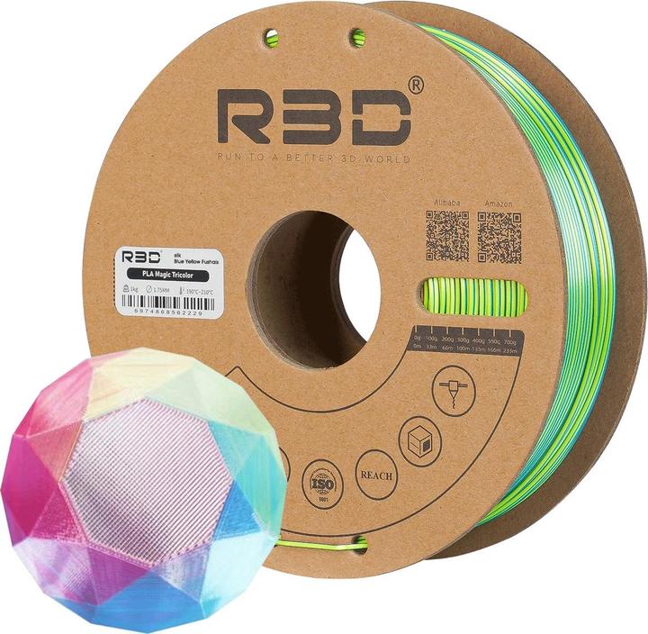 Produktbild R3D eSilk Mystic-PLA Blau-Gelb-Fuchais Filament 1.75mm 1Kg (PLA, 1.75 mm, 1000 g)